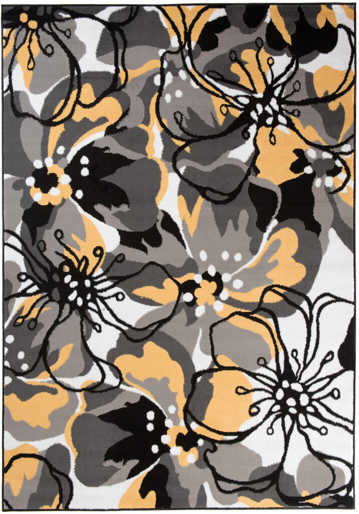 Tappeto Maya Grigio Giallo a Fiori