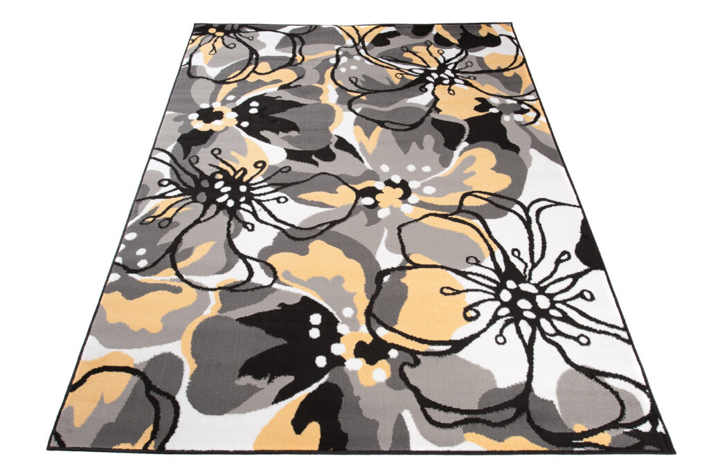 Tappeto Maya Grigio Giallo a Fiori