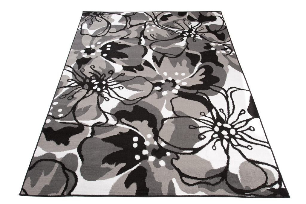 Tappeto Maya Grigio Nero a Fiori