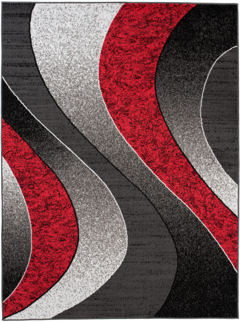 Tappeto Luxury Grigio Rosso Geometrico Onde