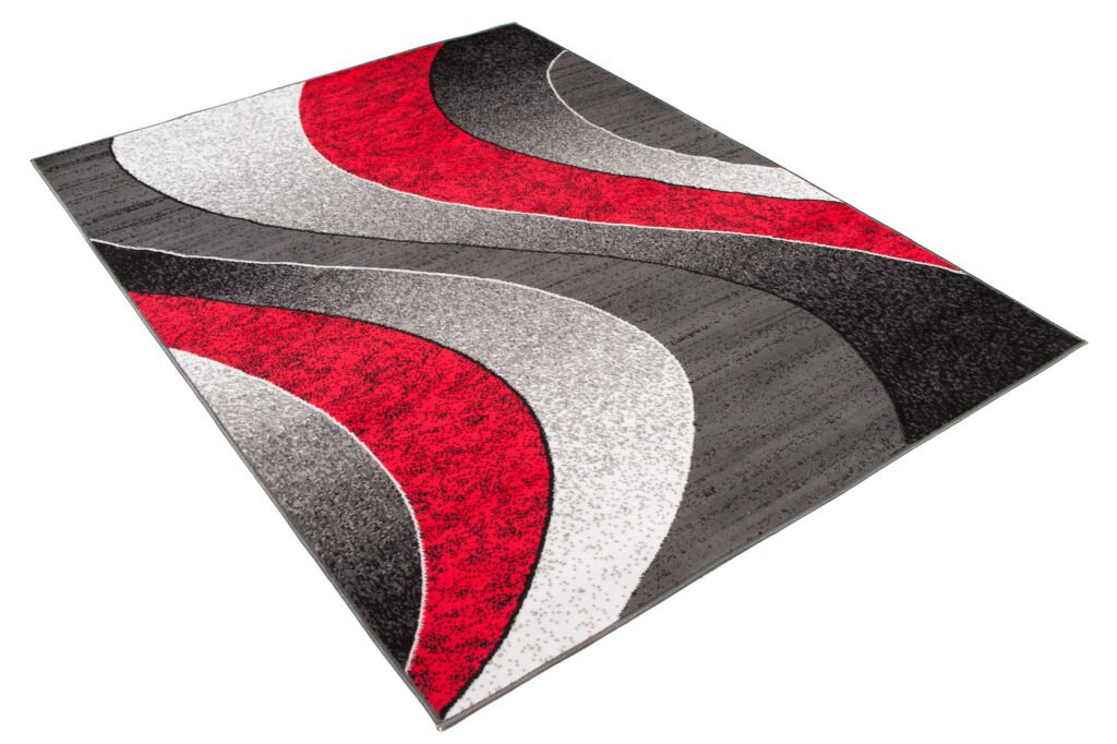 Tappeto Luxury Grigio Rosso Geometrico Onde
