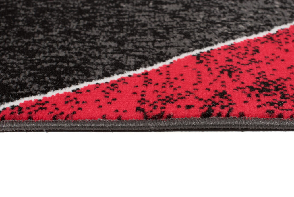 Tappeto Luxury Grigio Rosso Geometrico Onde