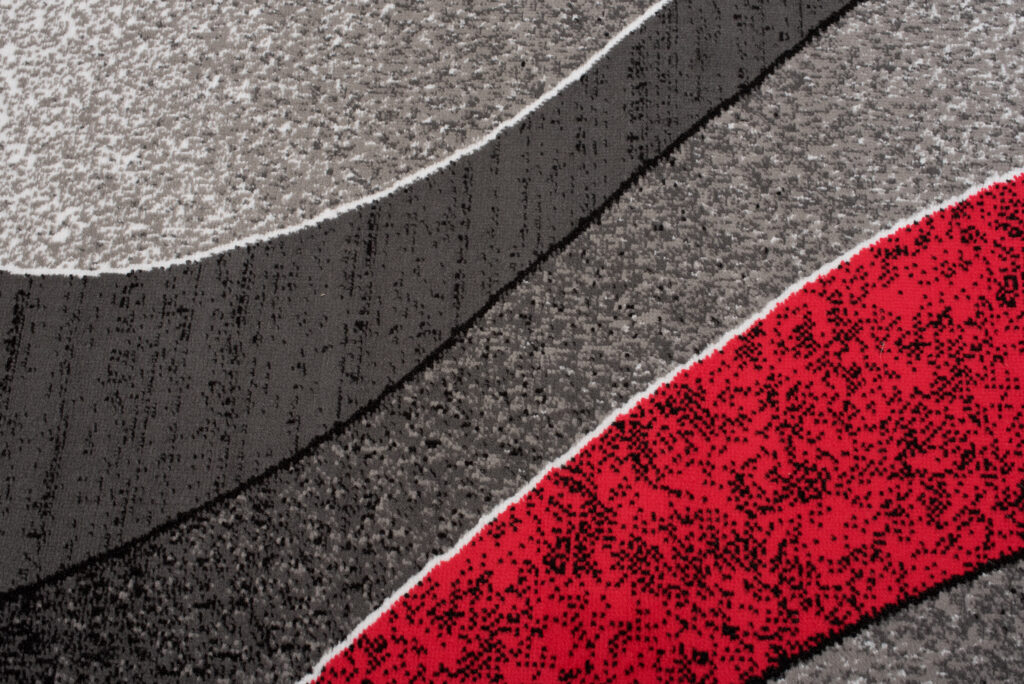 Tappeto Luxury Grigio Rosso Geometrico Onde