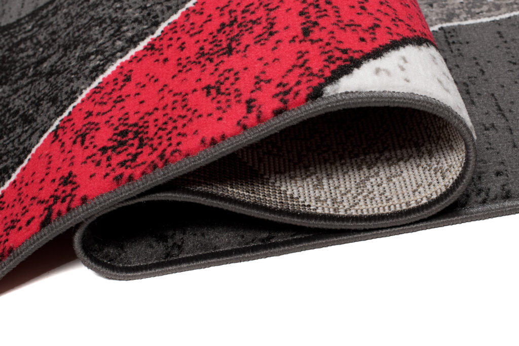 Tappeto Luxury Grigio Rosso Geometrico Onde