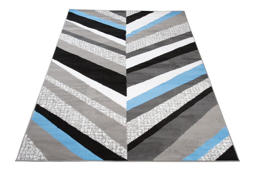 Tappeto Maya Grigio Blu Geometrico Linee