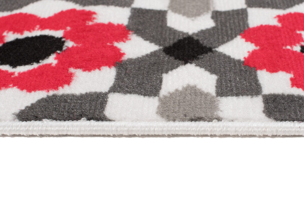 Tappeto Maya Grigio Rosso Floreale Mosaico