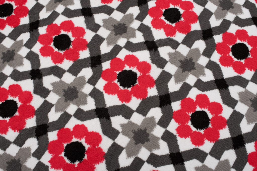 Tappeto Maya Grigio Rosso Floreale Mosaico