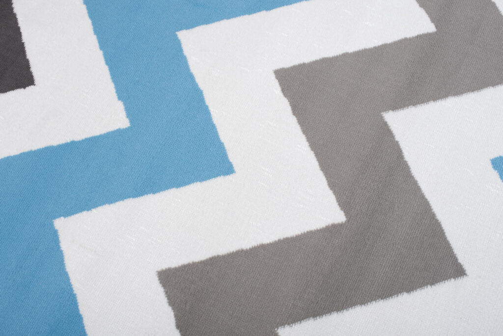 Tappeto Maya Grigio Blu Geometrico Zigzag