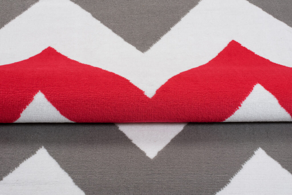 Tappeto Maya Grigio Rosso Geometrico ZigZag