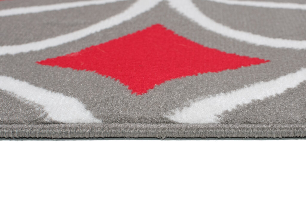 Tappeto Maya Grigio Rosso Geometrico Mosaico