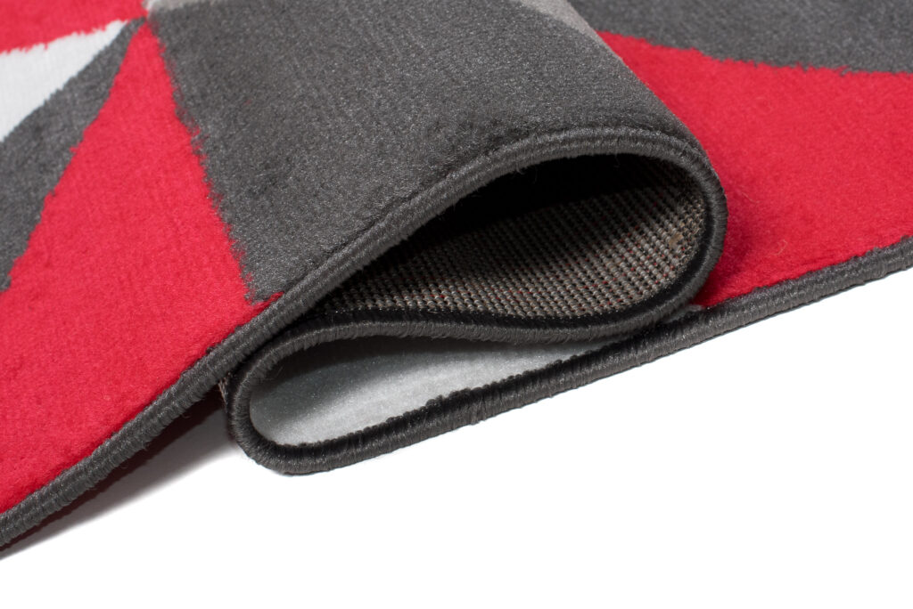 Tappeto Maya Grigio Rosso Trapezi Quadrati