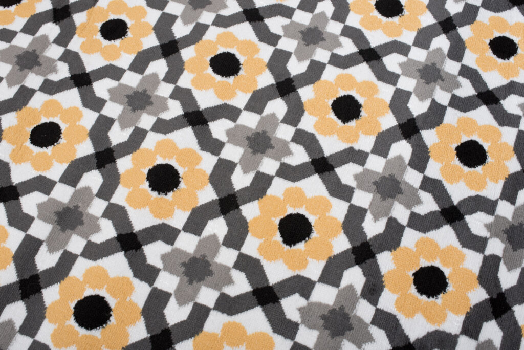 Tappeto Maya Grigio Giallo Floreale Mosaico