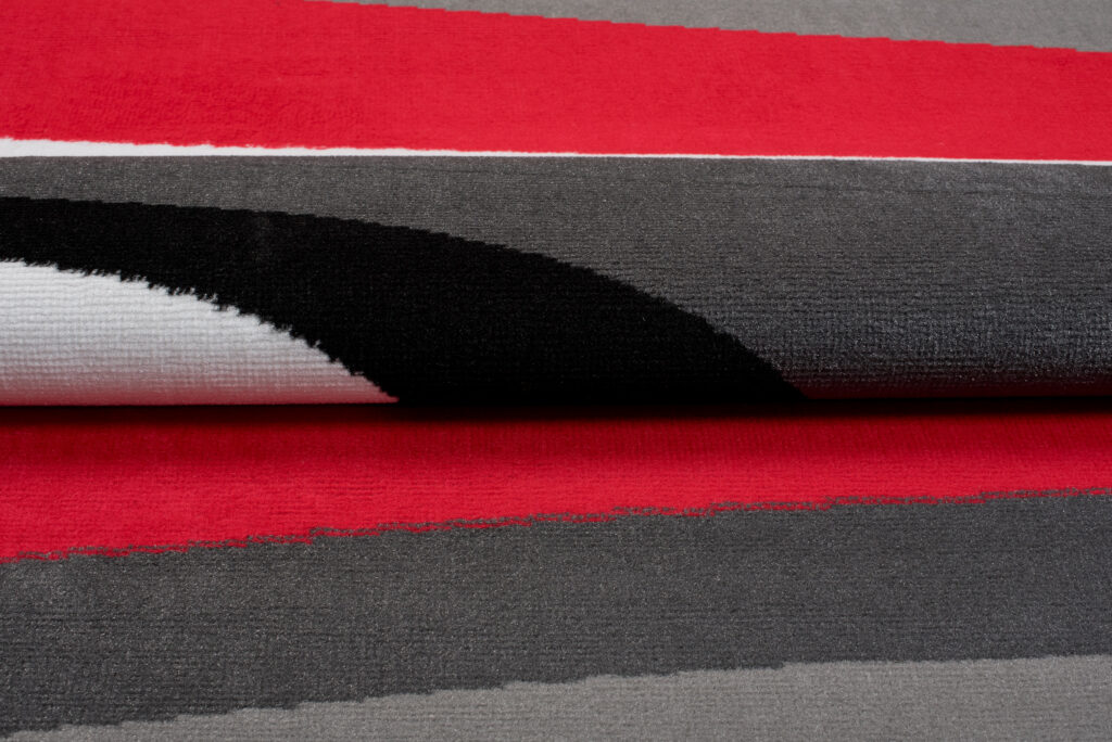 Tappeto Maya Grigio Rosso Astratto Onde