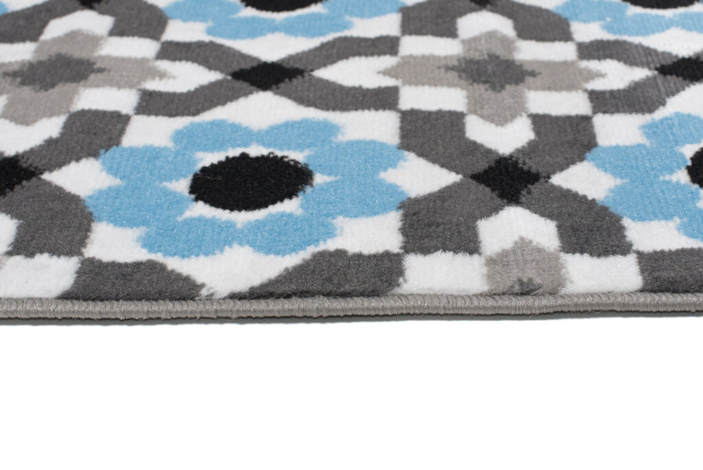 Tappeto Maya Grigio Blu Floreale Mosaico