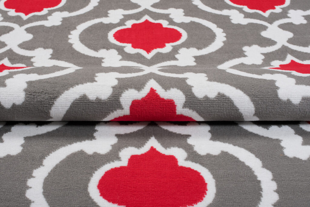 Tappeto Maya Grigio Rosso Geometrico Trellis