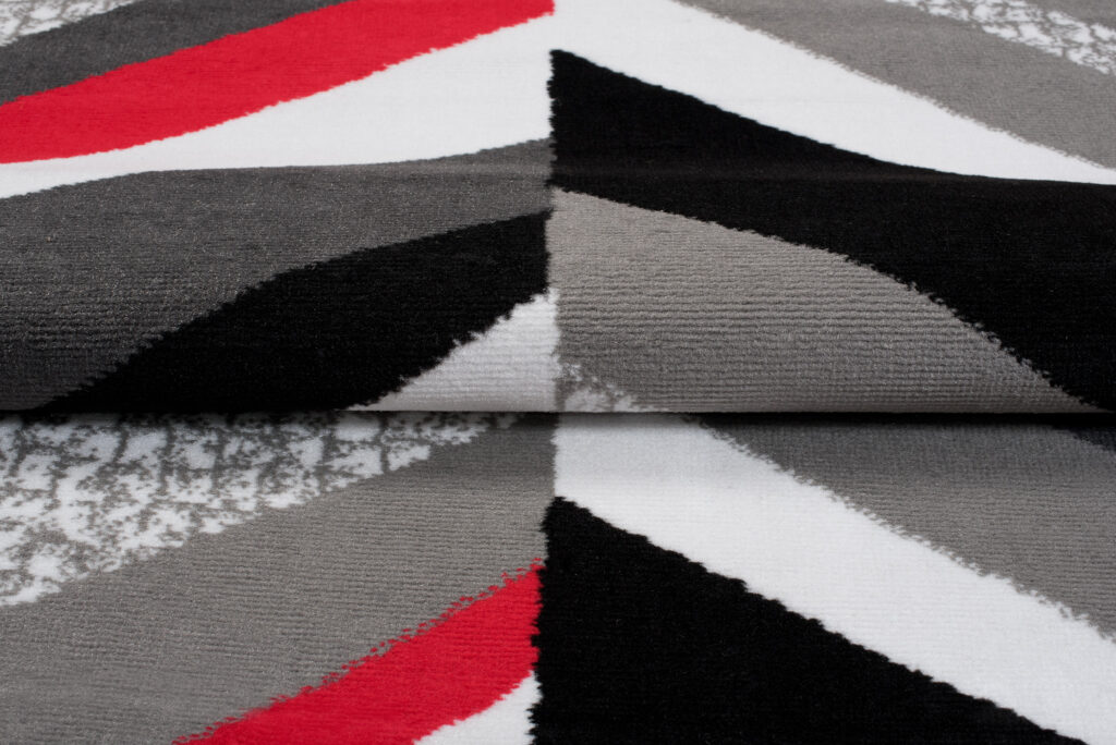 Tappeto Maya Grigio Rosso Geometrico Linee