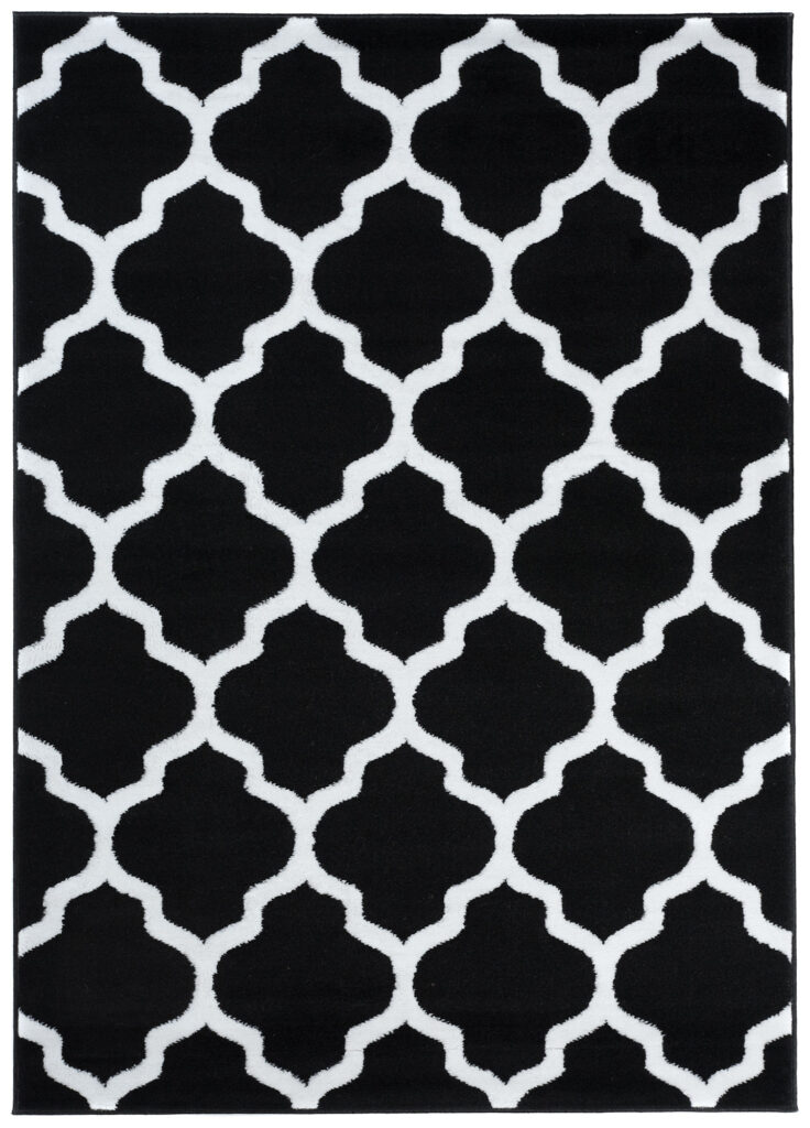Tappeto Luxury Nero Bianco Geometrico Trellis