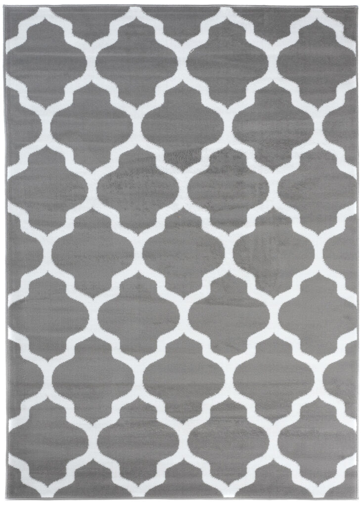 Tappeto Luxury Grigio Chiaro Bianco Geometrico Trellis