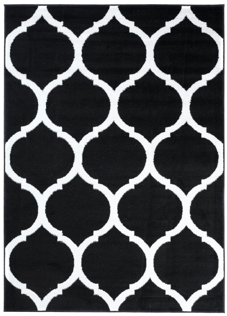 Tappeto Luxury Nero Bianco Marocchino Trellis