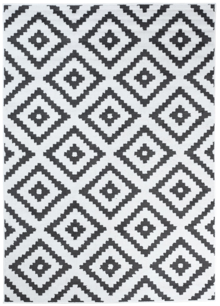 Tappeto Luxury Bianco Grigio Geometrico Diamante