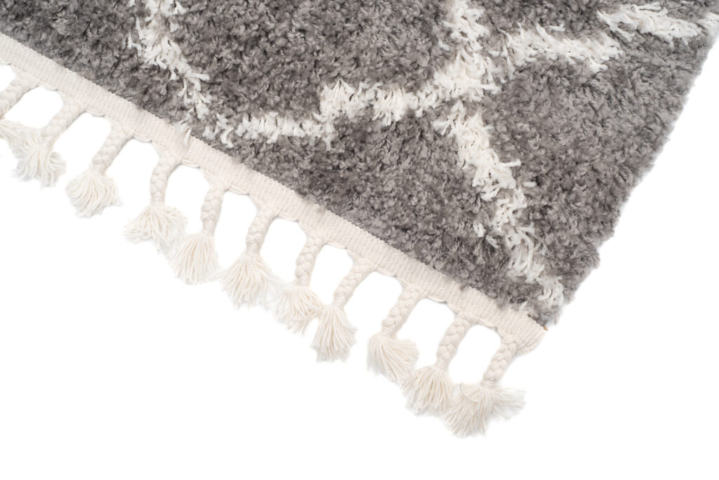 Tappeto Boho con Frange Grigio Trellis Shaggy