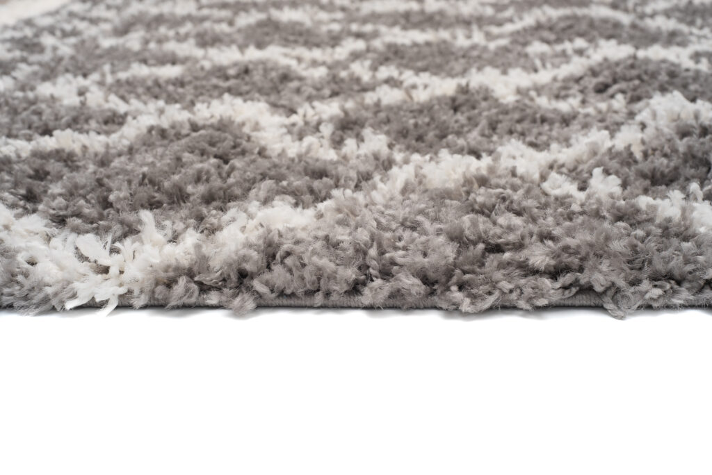Tappeto Boho con Frange Grigio a Scacchi a Pois Shaggy