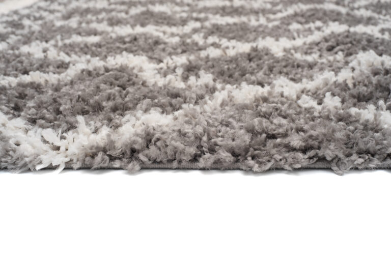 Tappeto Boho con Frange Grigio a Scacchi a Pois Shaggy