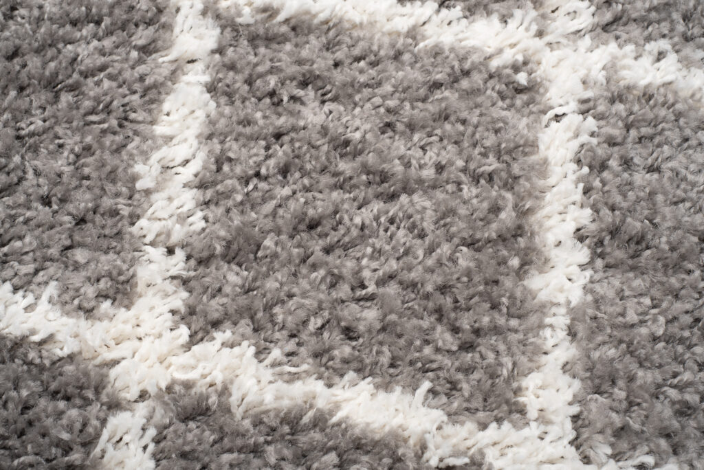 Tappeto Boho con Frange Grigio a Scacchi a Pois Shaggy
