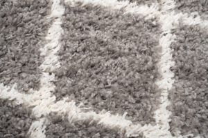 Tappeto Boho con Frange Grigio a Scacchi a Pois Shaggy