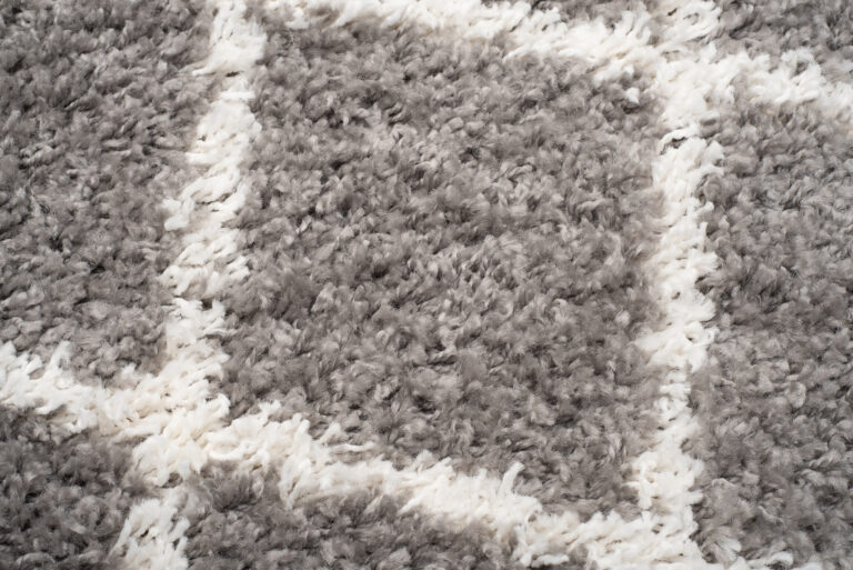 Tappeto Boho con Frange Grigio a Scacchi a Pois Shaggy