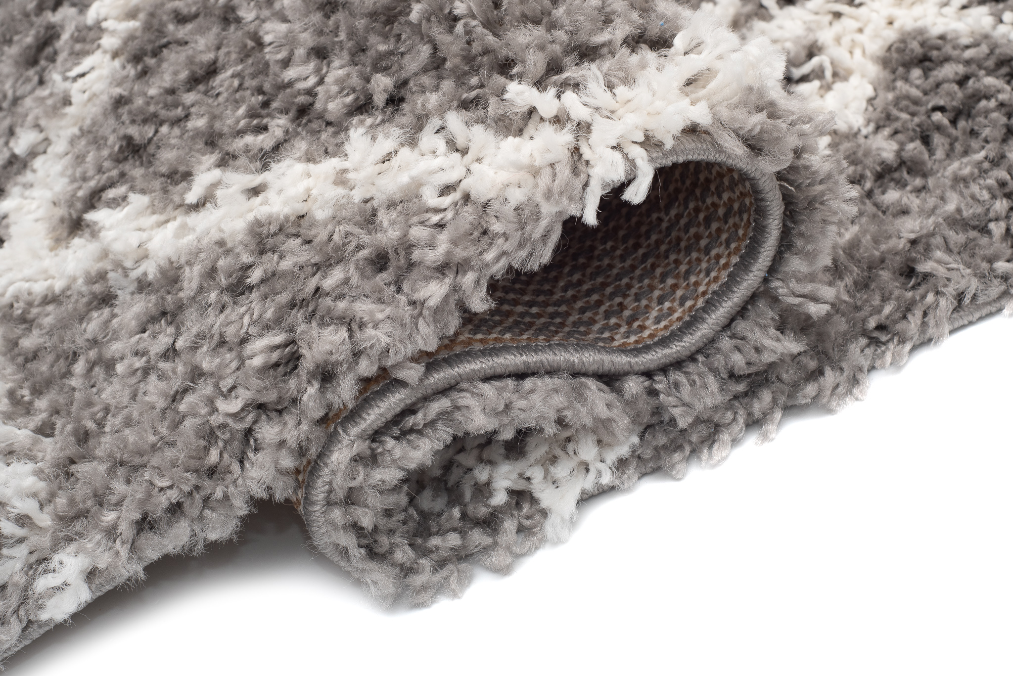 Tappeto Boho con Frange Grigio a Scacchi a Pois Shaggy