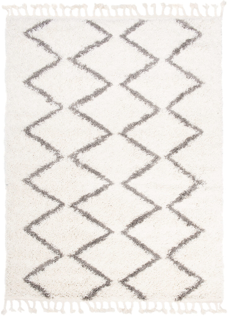 Tappeto Boho con Frange Crema Zigzag Shaggy