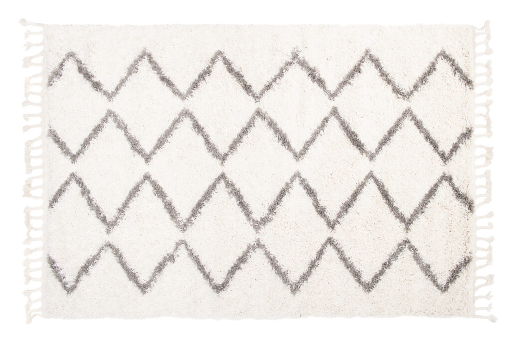 Tappeto Boho con Frange Crema Zigzag Shaggy
