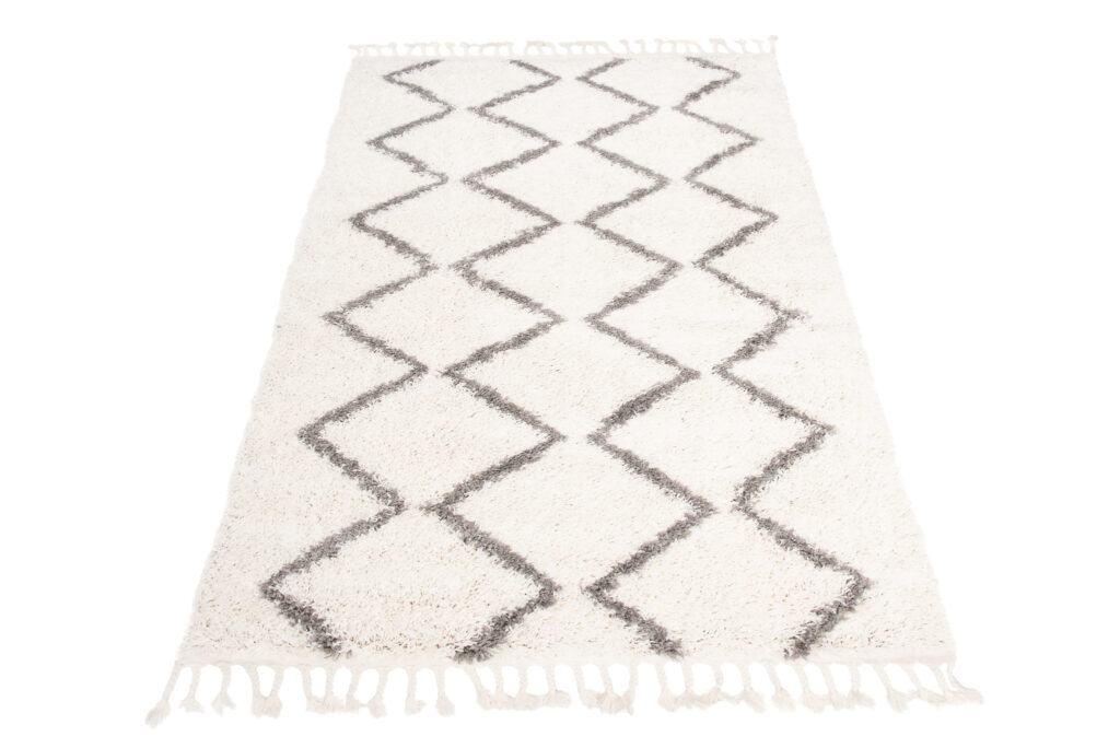 Tappeto Boho con Frange Crema Zigzag Shaggy