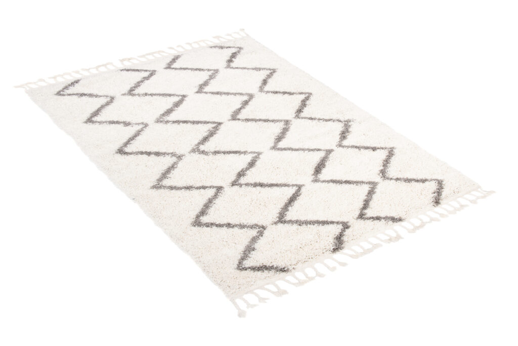 Tappeto Boho con Frange Crema Zigzag Shaggy