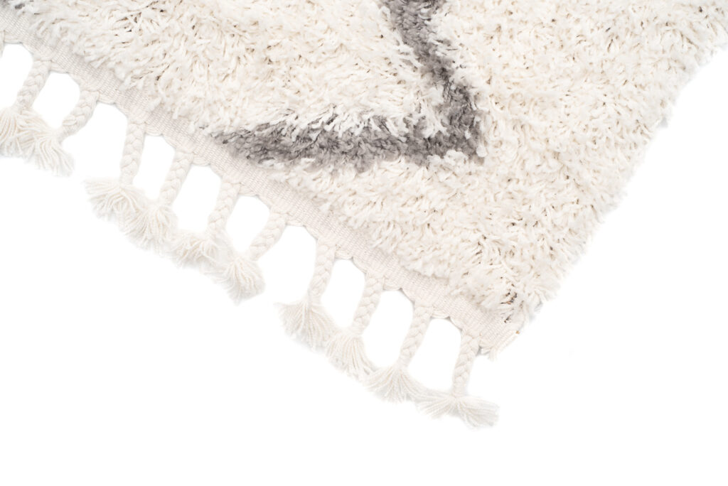 Tappeto Boho con Frange Crema Zigzag Shaggy