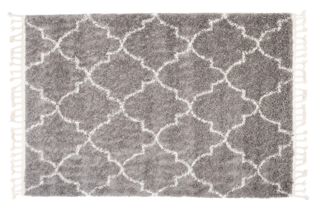 Tappeto Boho con Frange Grigio Marocchino Trifoglio