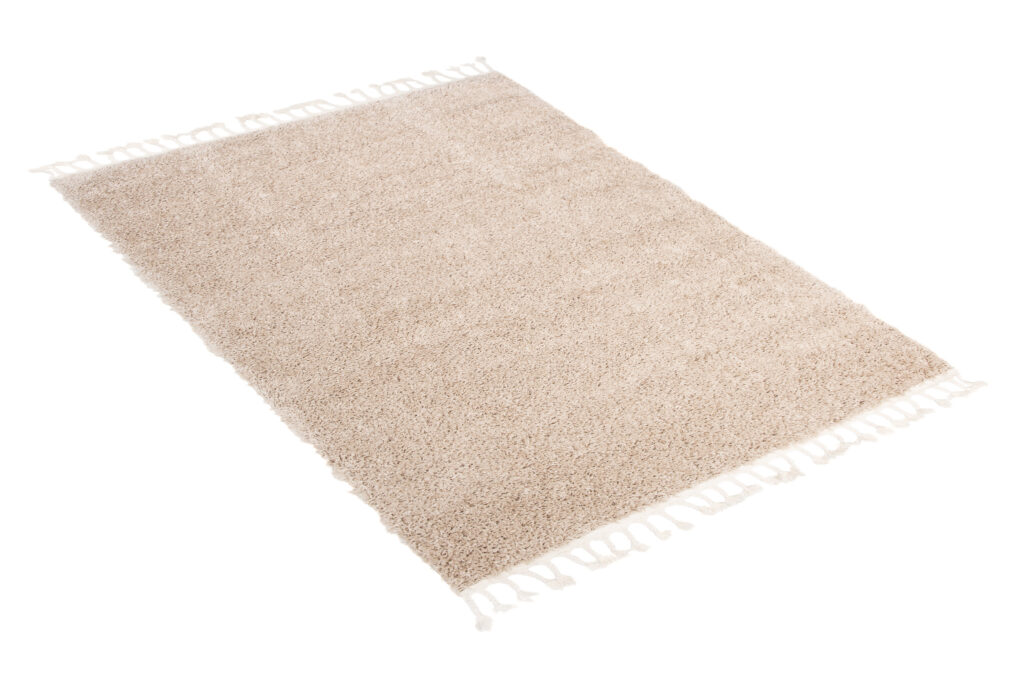 Tappeto Boho con Frange Beige Shaggy