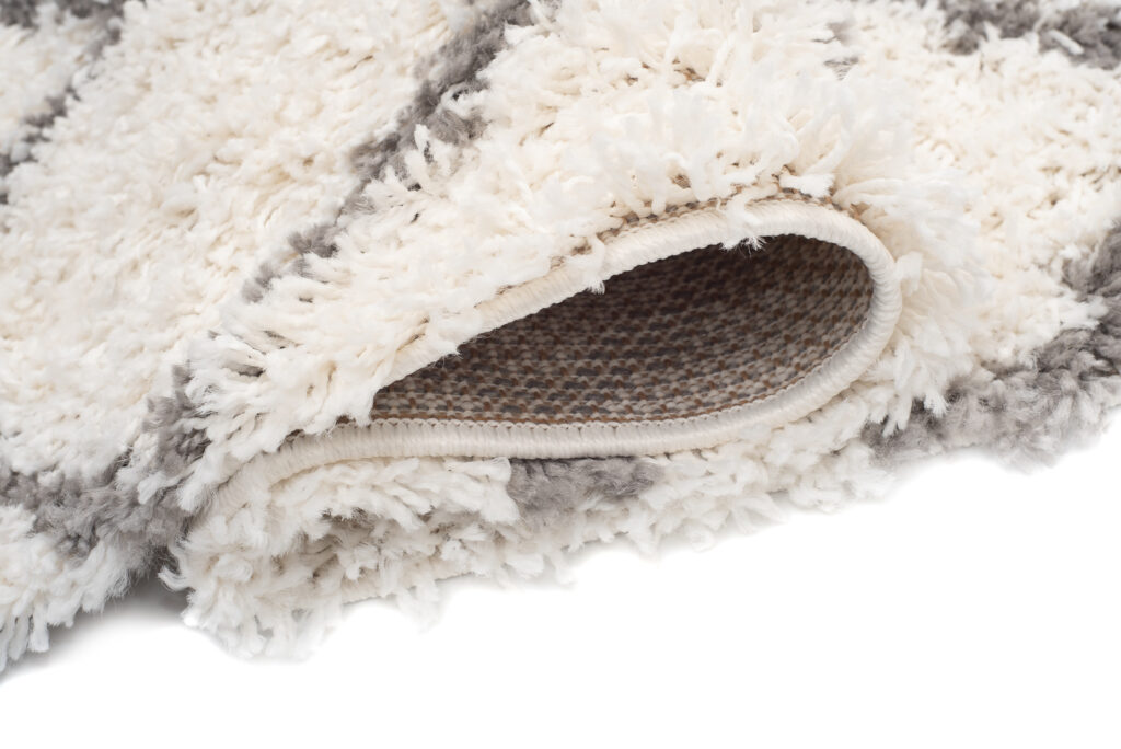 Tappeto Boho con Frange Crema a Scacchi a Pois Shaggy