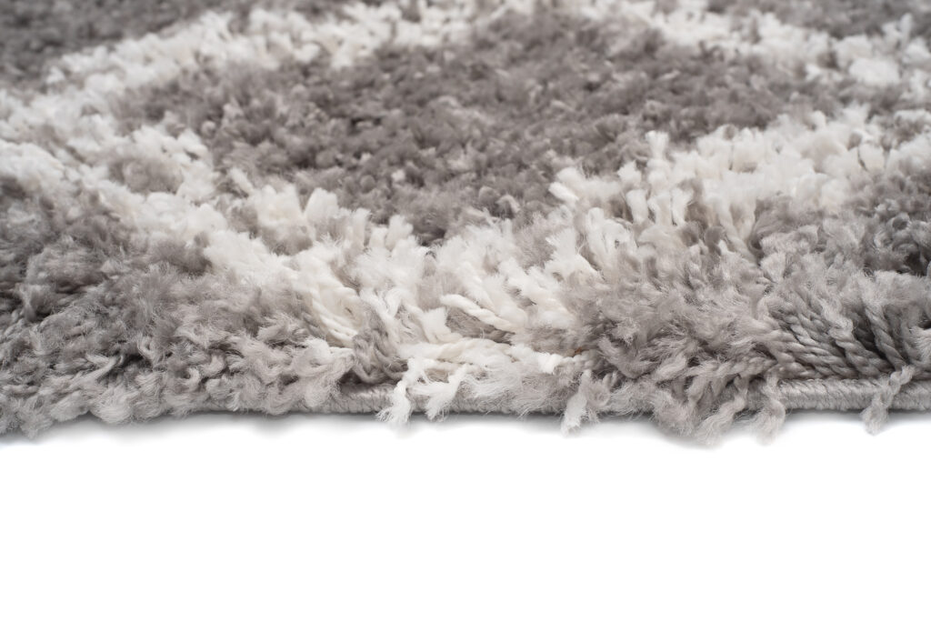 Tappeto Boho con Frange Grigio a Scacchiera Shaggy