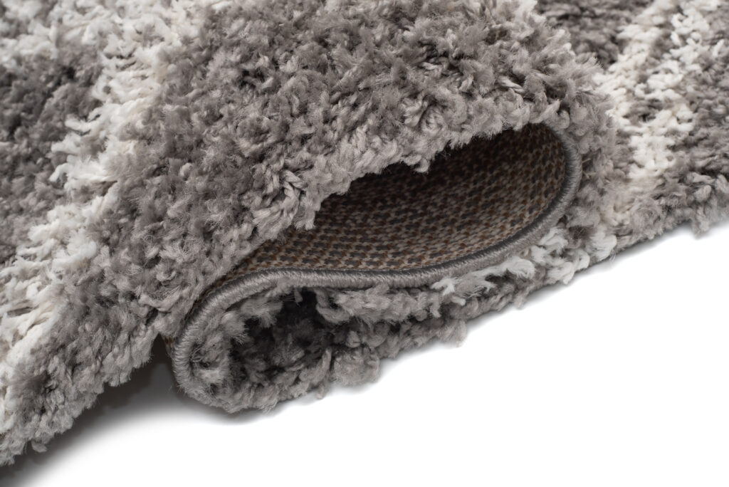 Tappeto Boho con Frange Grigio a Scacchiera Shaggy