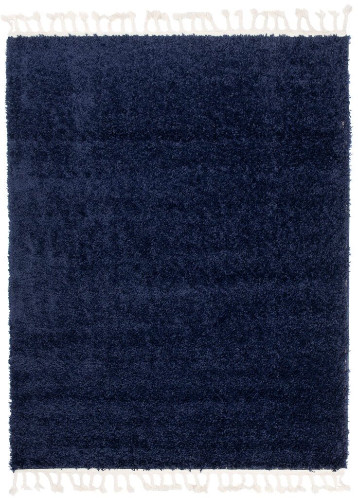 Tappeto Boho con Frange Blu Navy Shaggy