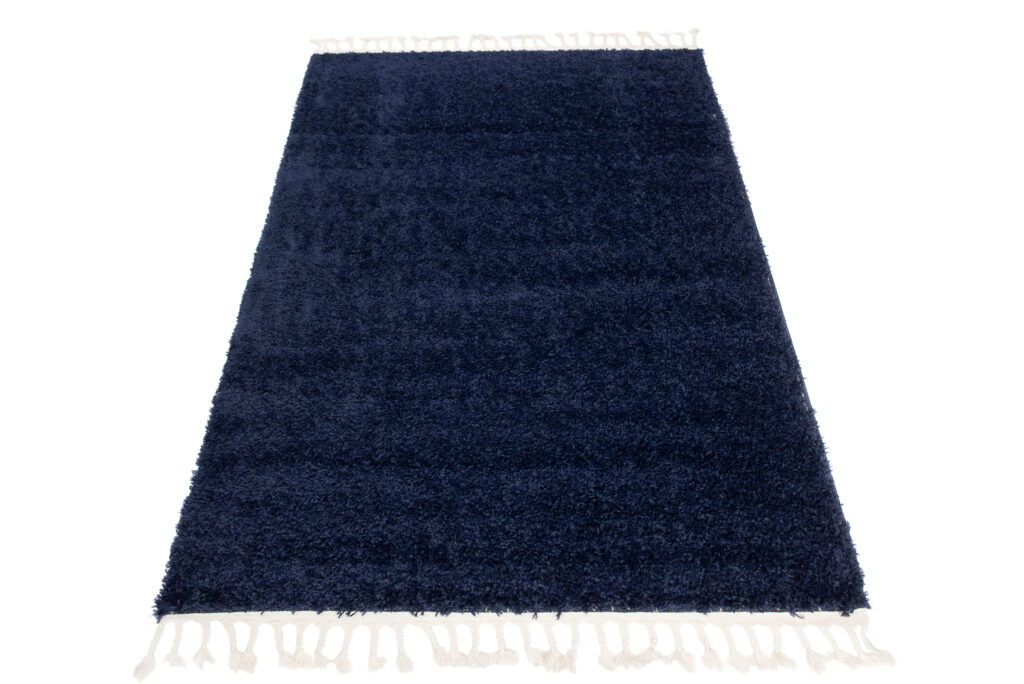 Tappeto Boho con Frange Blu Navy Shaggy