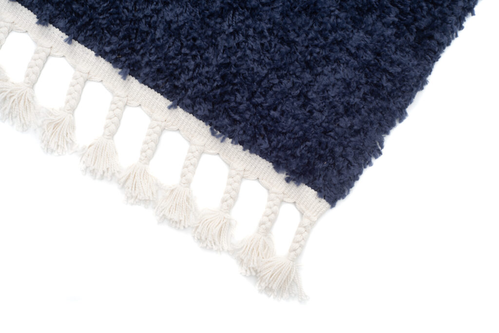 Tappeto Boho con Frange Blu Navy Shaggy