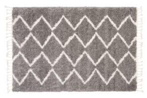 Tappeto Boho con Frange Grigio Zigzag Shaggy