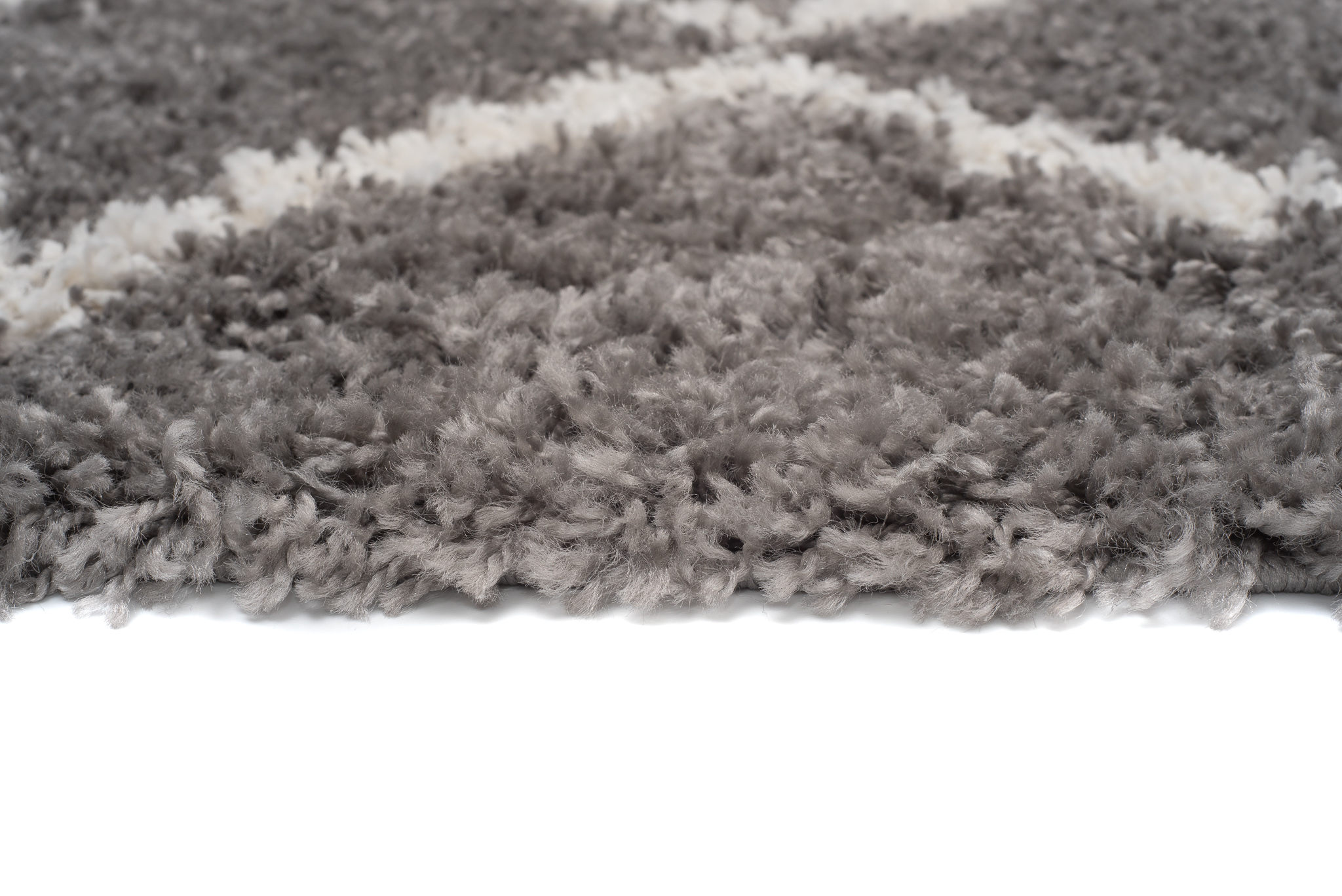 Tappeto Boho con Frange Grigio Zigzag Shaggy