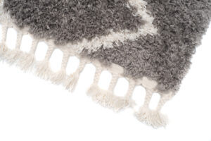 Tappeto Boho con Frange Grigio Zigzag Shaggy