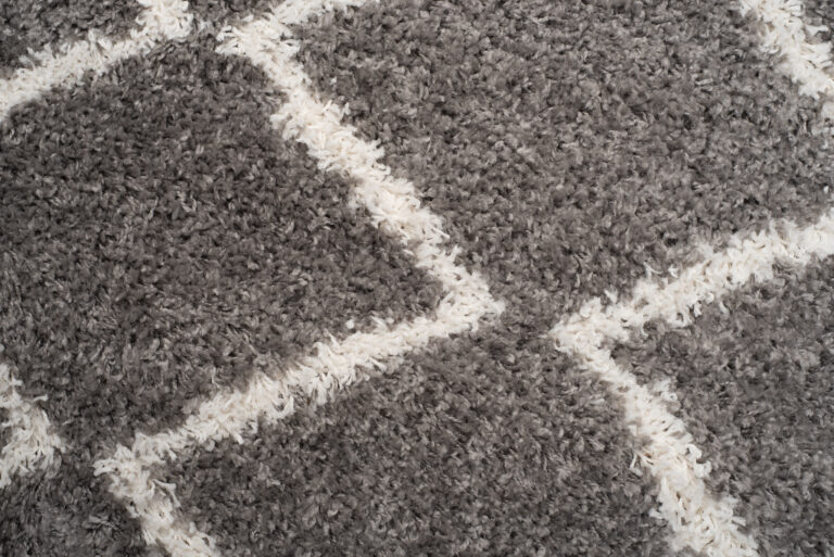 Tappeto Boho con Frange Grigio Zigzag Shaggy