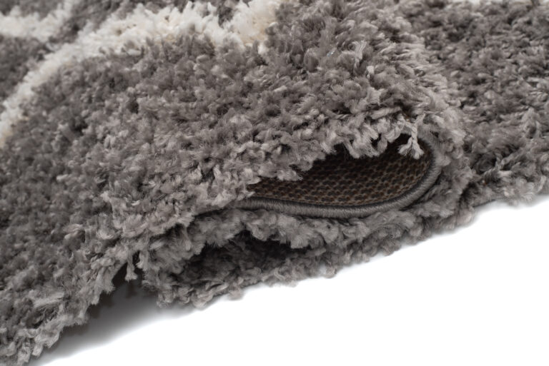 Tappeto Boho con Frange Grigio Zigzag Shaggy