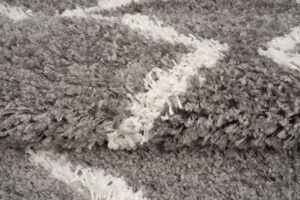 Tappeto Boho con Frange Grigio Zigzag Shaggy